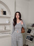 Casual Lace Detail Long Sleeves Blouse With Straight Cut Jogger Pant Sets